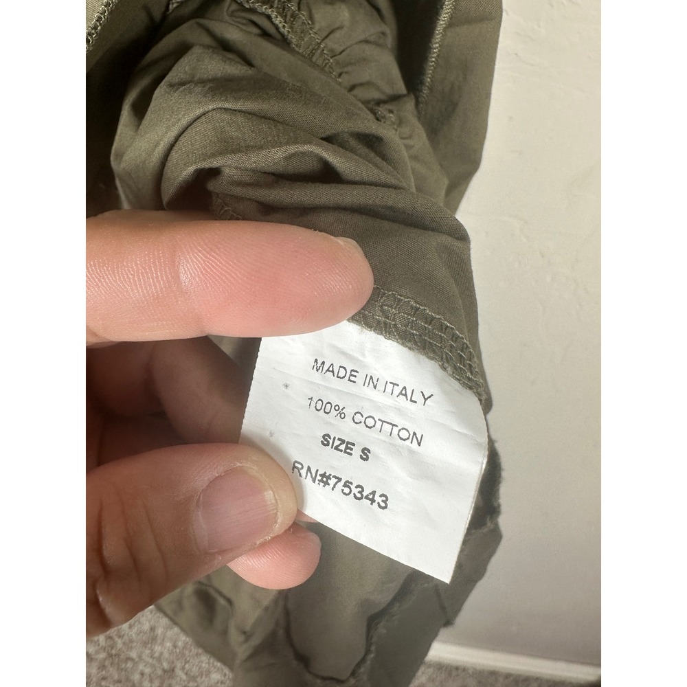 Chepe Italy Women's Tiered Maxi Dress Olive Green Cotton Made in Italy - Picture 4 of 8
